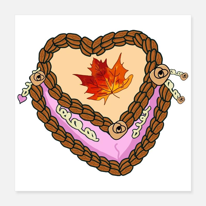 Herbst Cremeals Herz süsses  Poster 40x40 cm