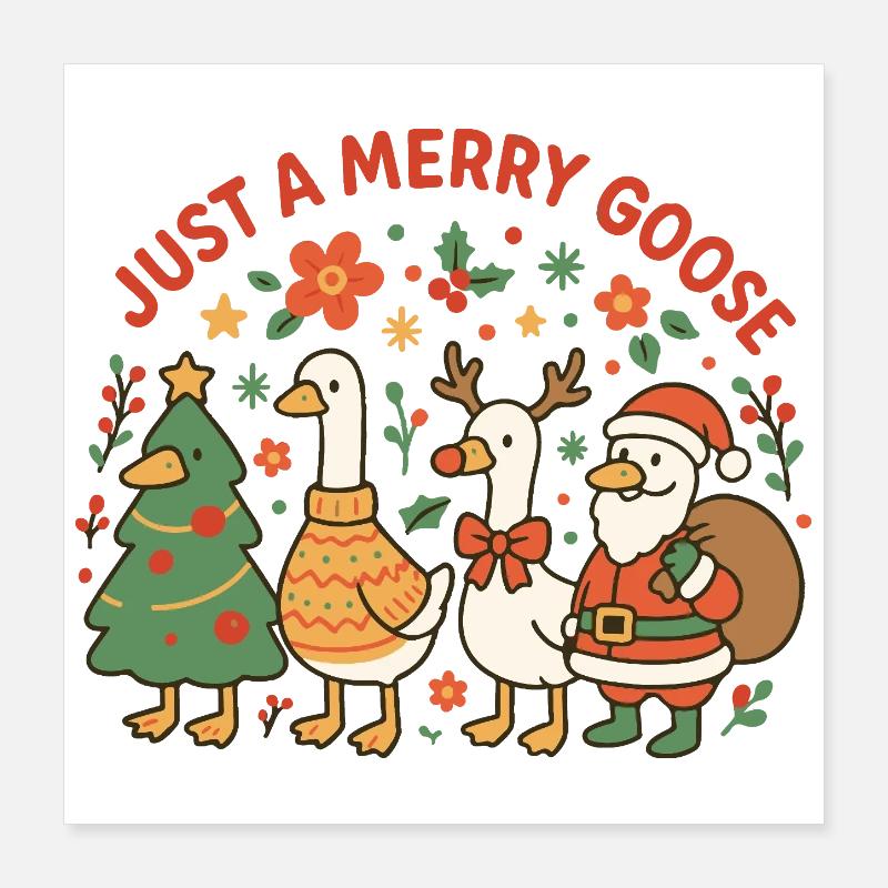 Noël juste une famille d’oies joyeuses Poster 40 x 40 cm