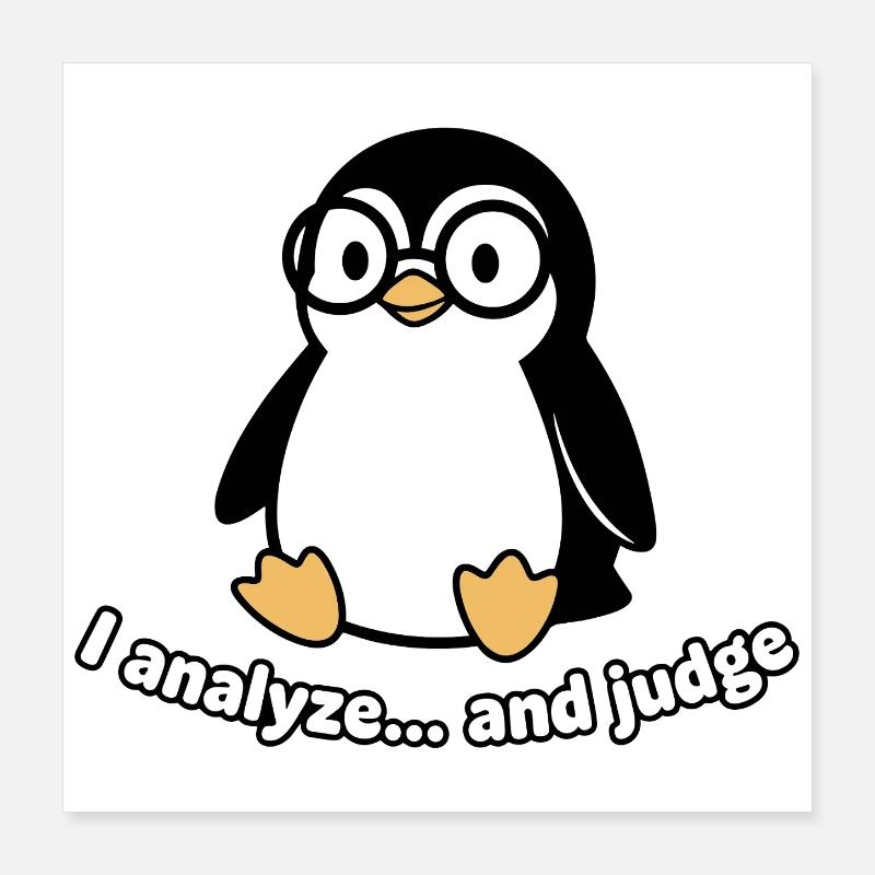 Penguin Thinker avec des lunettes Poster 40 x 40 cm