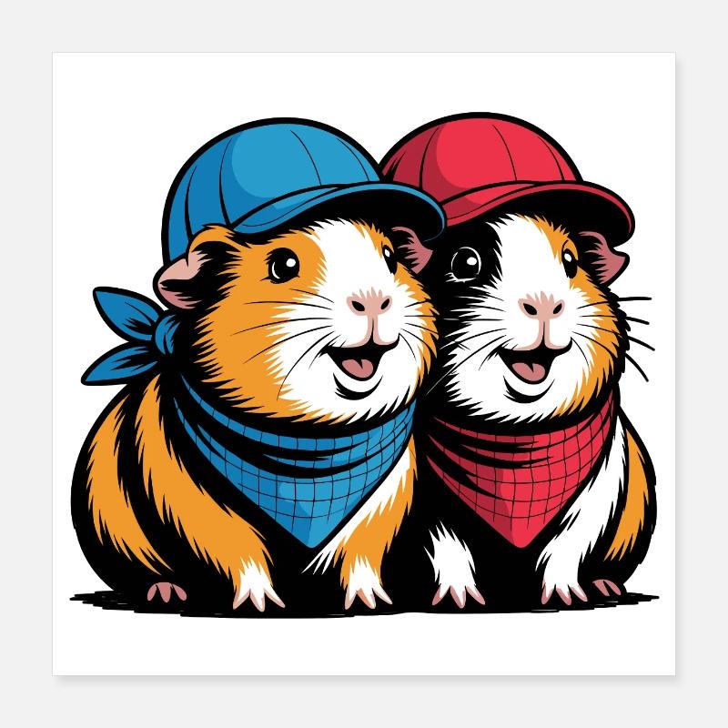 Amis cochons d’Inde mignons – Motif drôle d’animal Poster 40 x 40 cm