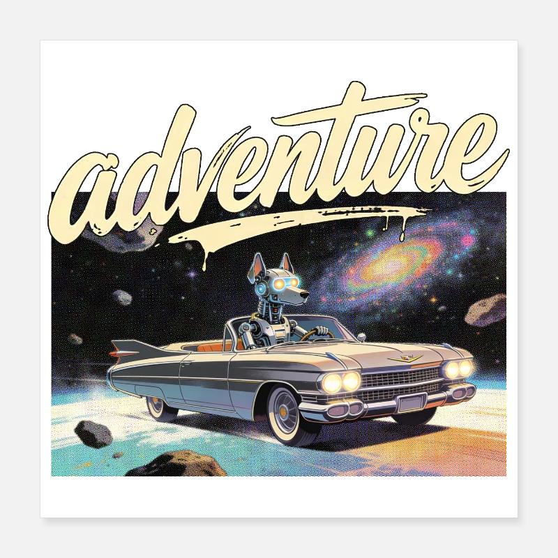 Retro Auto Abenteuer Poster 40x40 cm