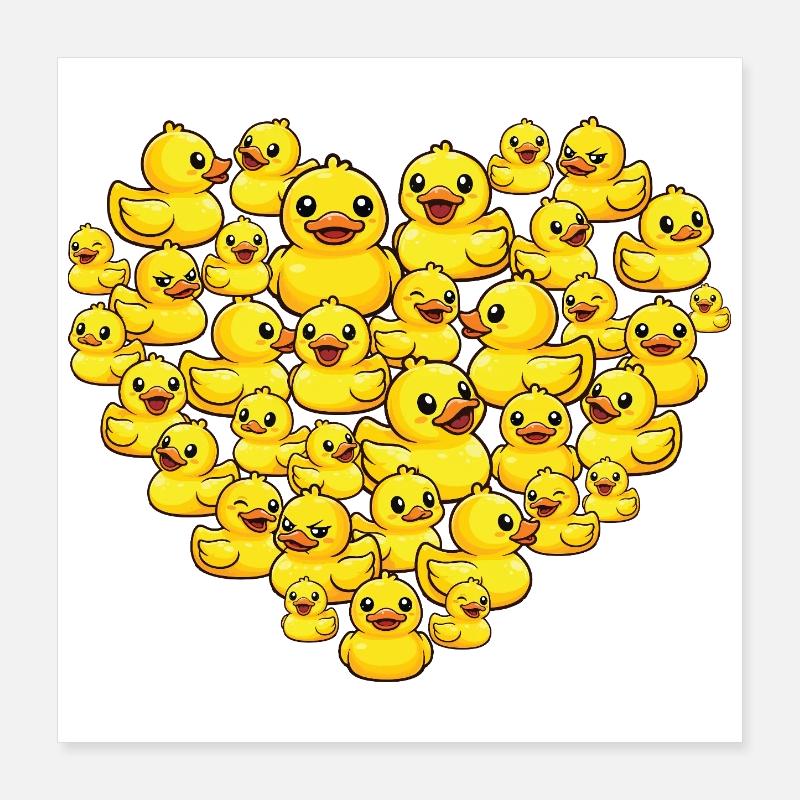 Rubber Duck Heart Duck Lover Duckie Art Poster 16" x 16" (40x40 cm)