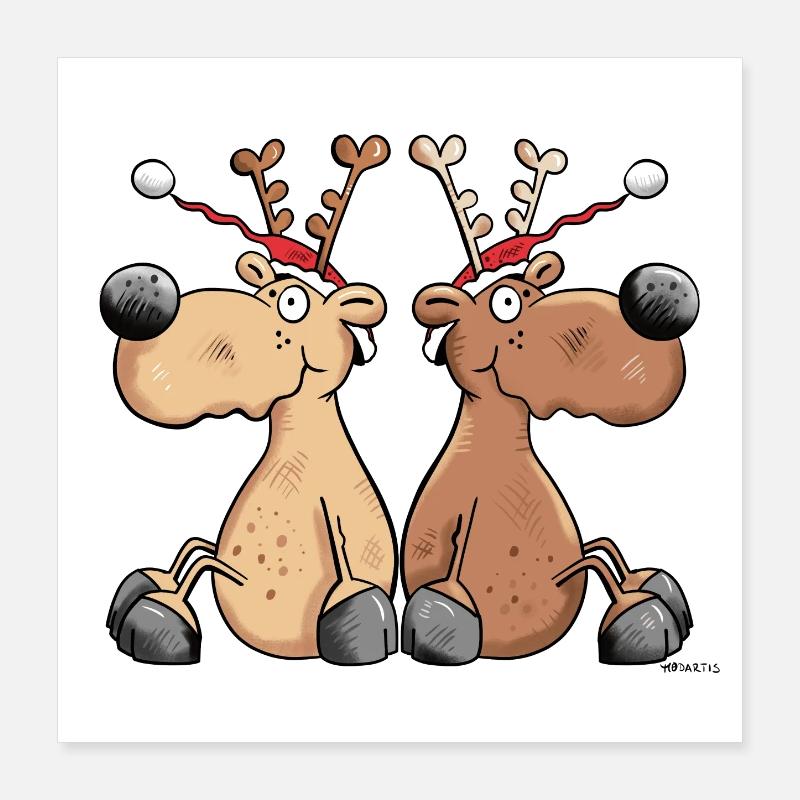 Renne de Noël Poster 40 x 40 cm