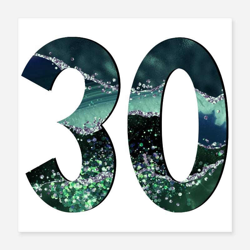 Number 30 - 30th Birthday - Thirty-Year-Old Poster 16" x 16" (40x40 cm)