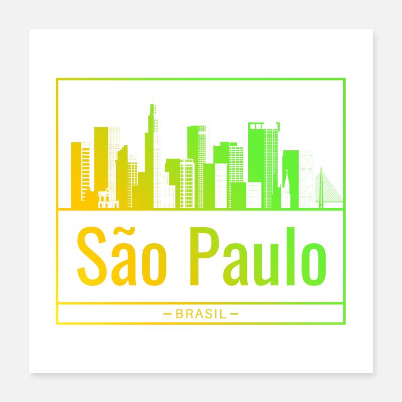 São Paulo skyline in neon gradient Poster 16" x 16" (40x40 cm)