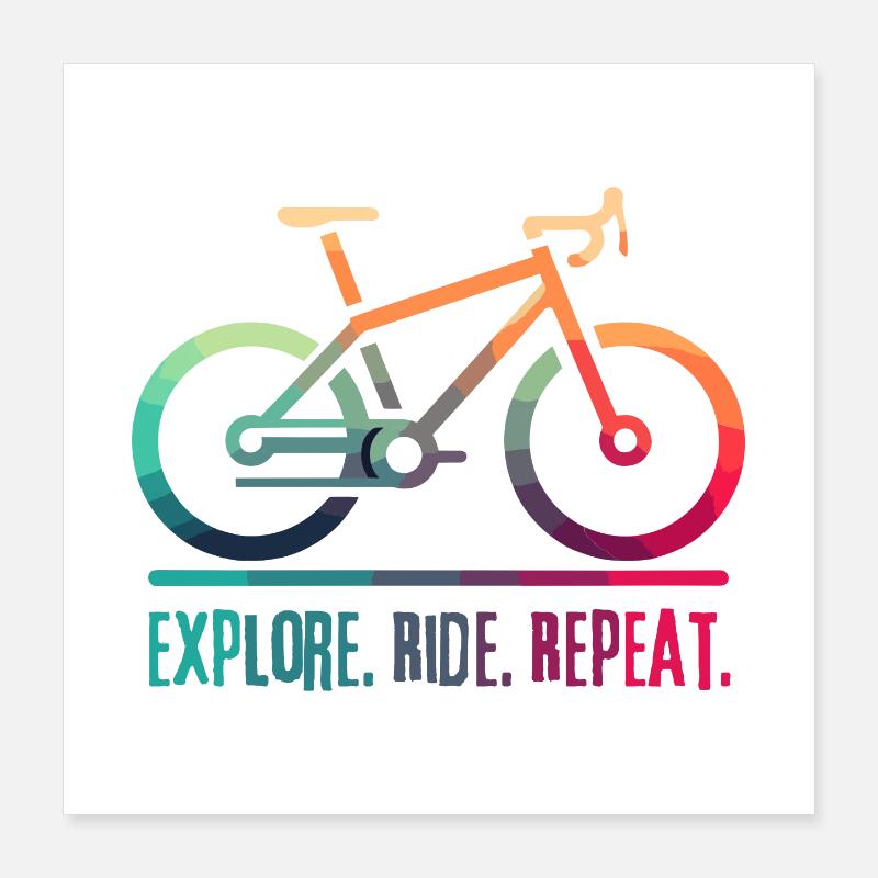 Explorez Ride Repeat - un projet pour le cycliste Poster 40 x 40 cm