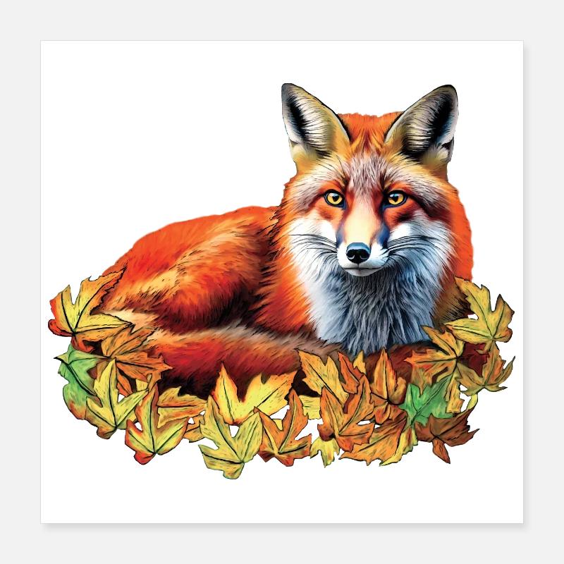 Red fox in autumn Poster 16" x 16" (40x40 cm)