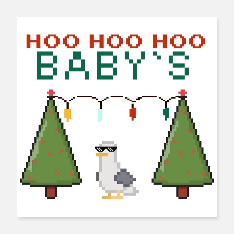 Pixel-Weihnachtsvogel mit Lichterketten Poster 40x40 cm