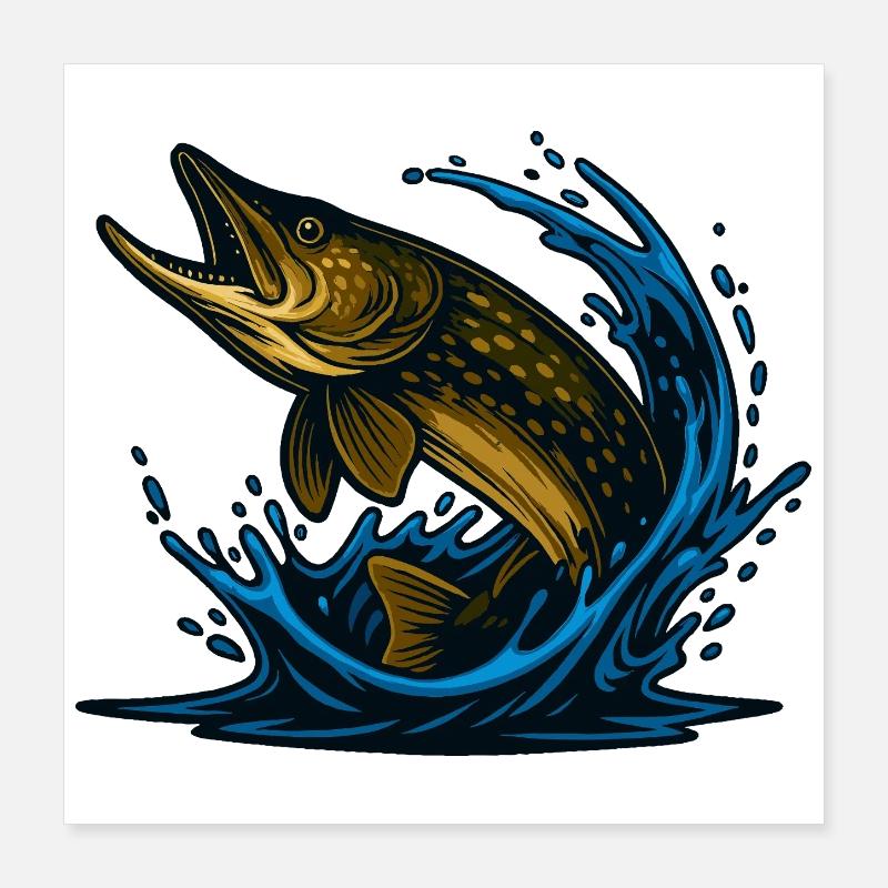 Northern Pike Fish | Customisable Edition Poster 16" x 16" (40x40 cm)