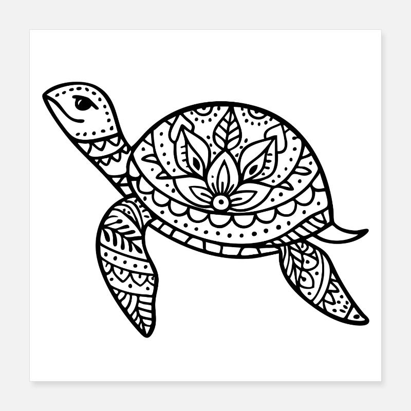 Boho Schildkröte Meer Illustration Boho Stil Poster 40x40 cm