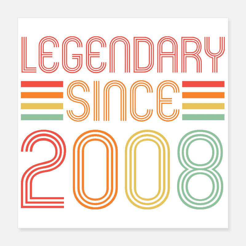 Legendary since 2008, Retro, Geburtstag Poster 40x40 cm