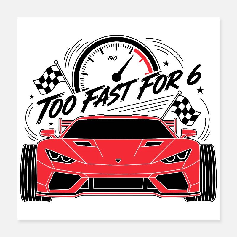 Trop rapide pour 6 voitures de course rouges Poster 40 x 40 cm