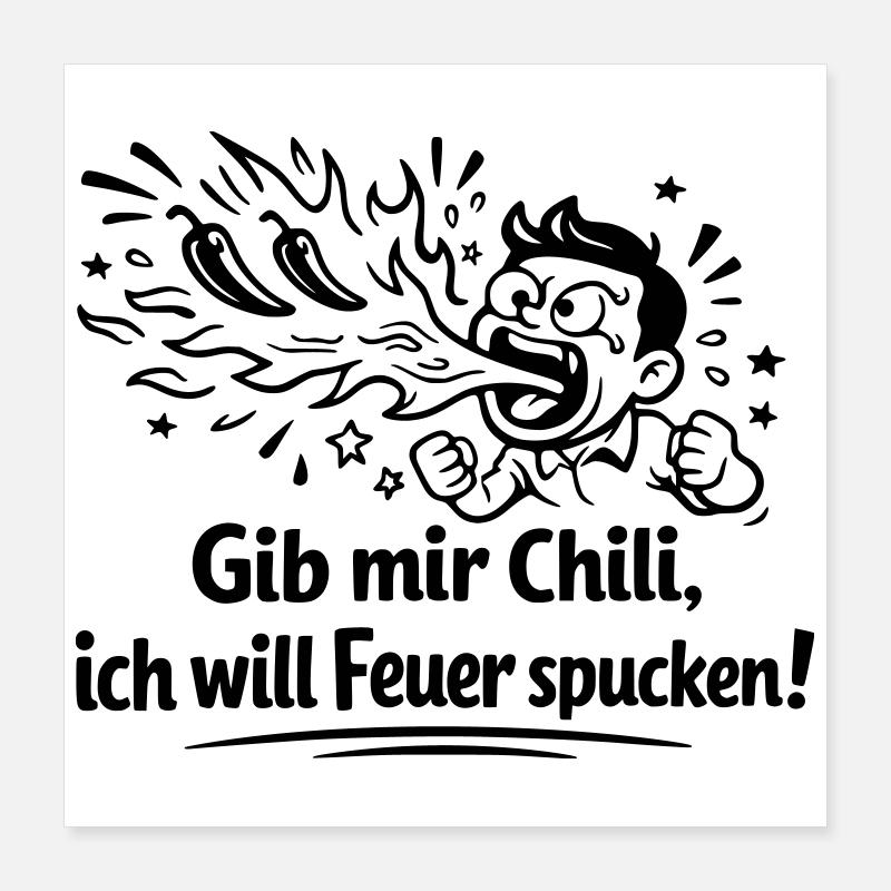 Cracher du feu Mangeant du chili Poster 40 x 40 cm