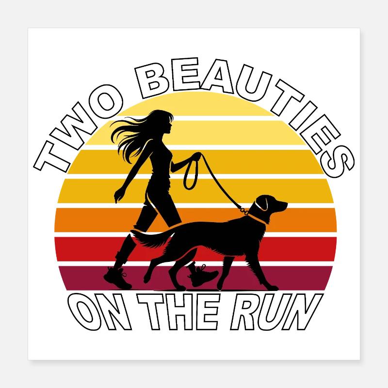 Deux beautés en fuite Dog Retro Design Poster 40 x 40 cm