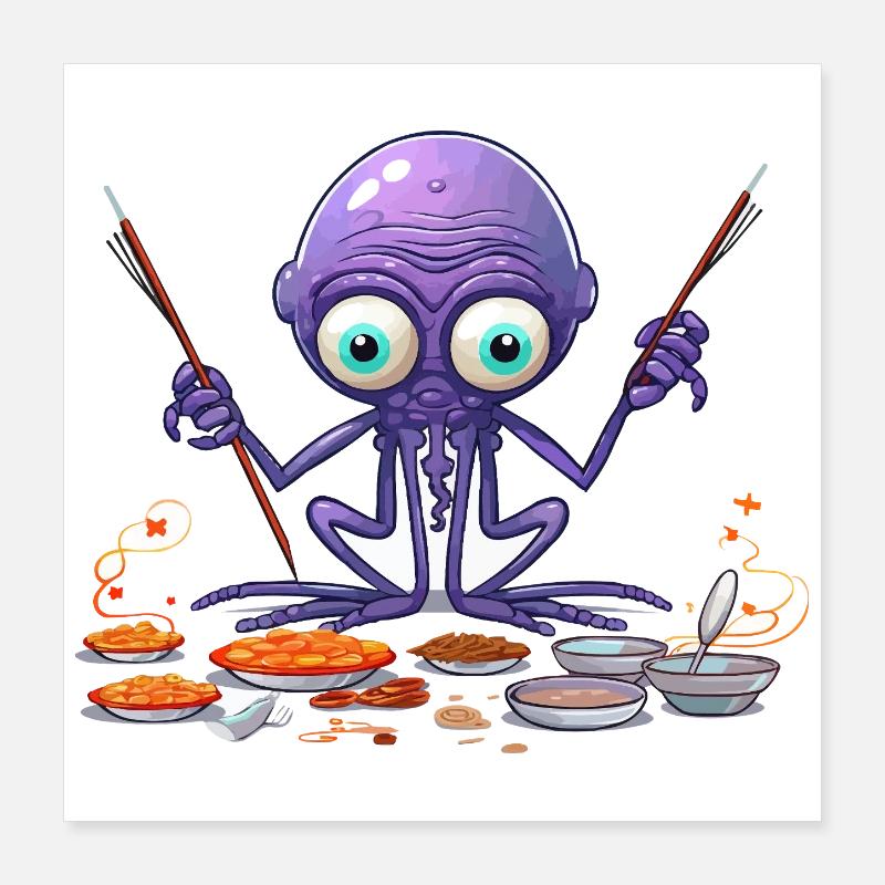 Der Algen-Octopus Küchenchef Poster 40x40 cm