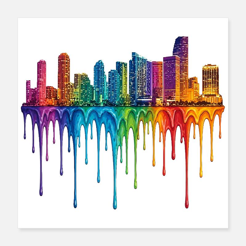 Miami, Floride, Art dégoulinant Poster 40 x 40 cm