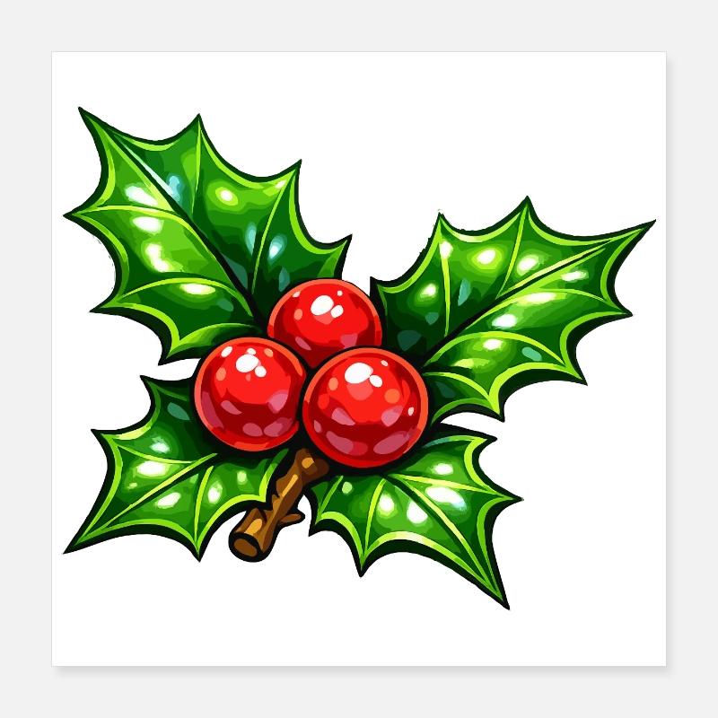 Holly with Berries Poster 16" x 16" (40x40 cm)