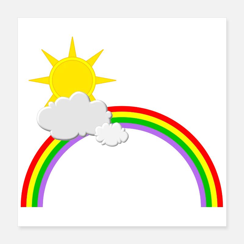 Regenbogen, Sonne, Wolken Poster 40x40 cm