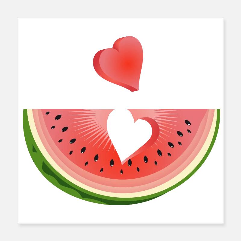 Stück einer Wassermelone mit Herz Poster 40x40 cm