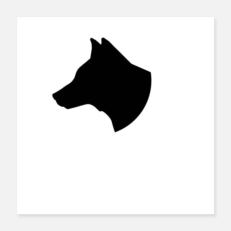 Silhouette de cheval majestueux avec tête de chien Poster 40 x 40 cm