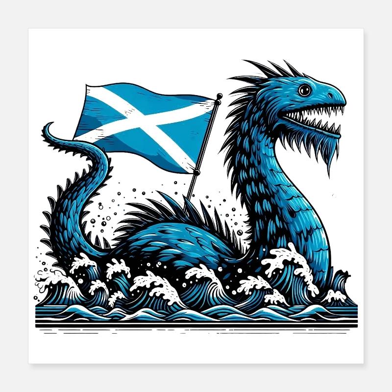 Monstre du Loch Ness en Écosse Poster 40 x 40 cm