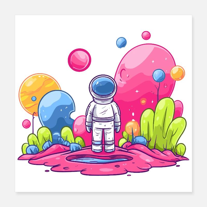 Astronaut in pink space Poster 16" x 16" (40x40 cm)