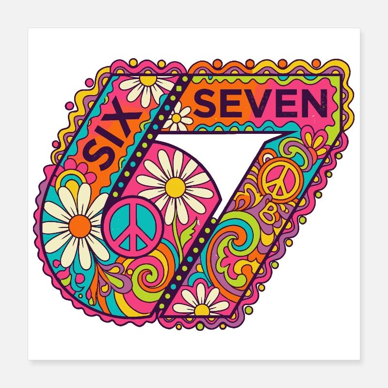 Psychedelic Seven Flowers Poster 16" x 16" (40x40 cm)