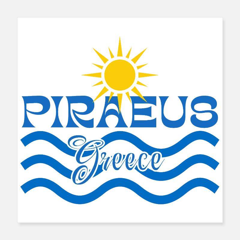 Le Pirée Grèce Soleil et Vagues de mer Poster 40 x 40 cm