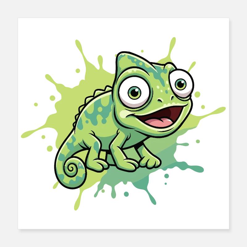 Happy Chameleon Splash Poster 16" x 16" (40x40 cm)