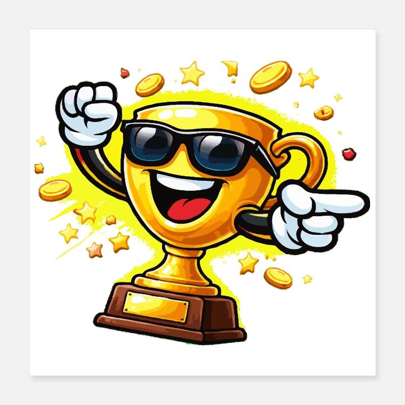 Trophée d’Or avec lunettes de soleil Poster 40 x 40 cm