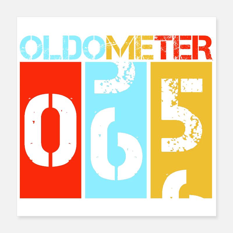 Oldometer 65th Birthday Retro Speedometer Art Poster 16" x 16" (40x40 cm)