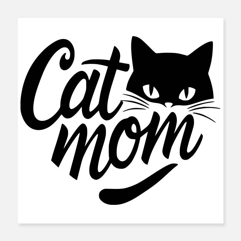 Maman chat, cœur de maman chat avec visage de chat Poster 40 x 40 cm