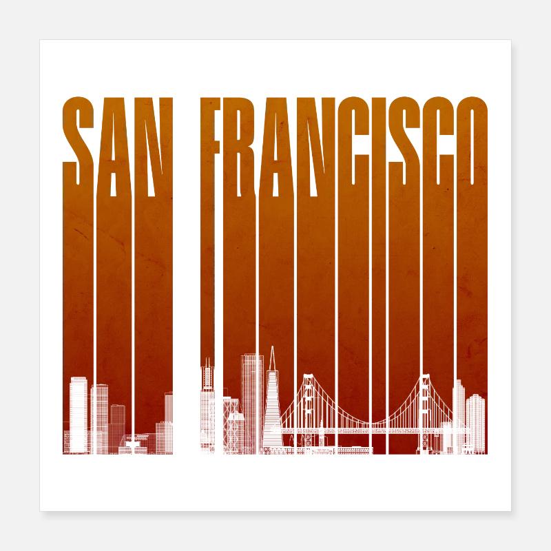 San Francisco Orange Skyline Poster 40x40 cm