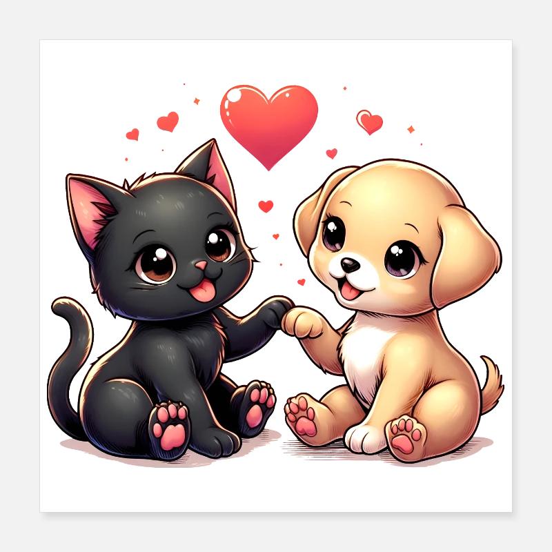 L’amour comme le chien et le chat Poster 40 x 40 cm