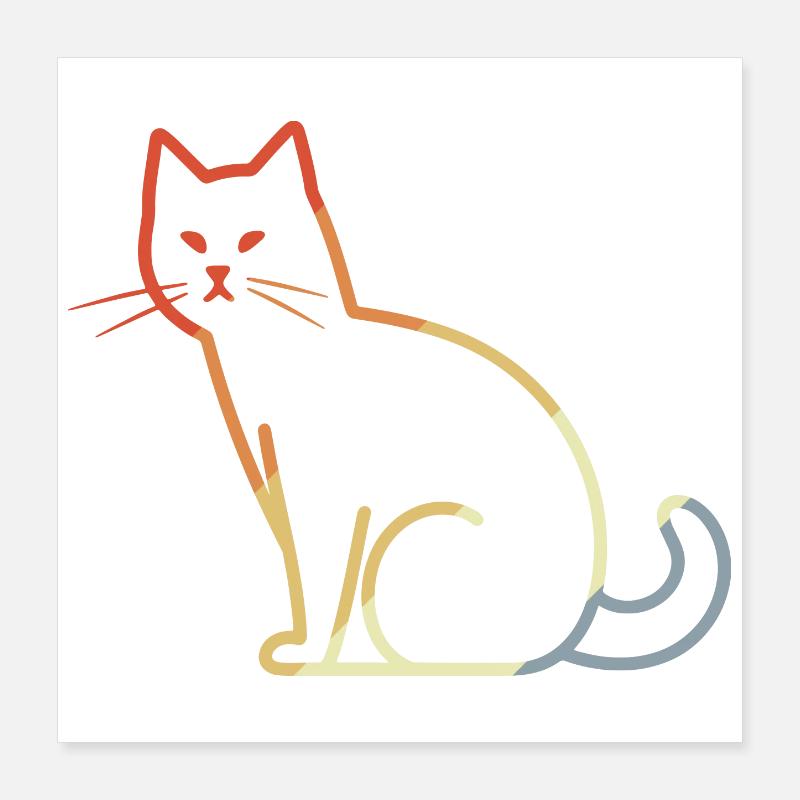 Chat rétro Poster 40 x 40 cm