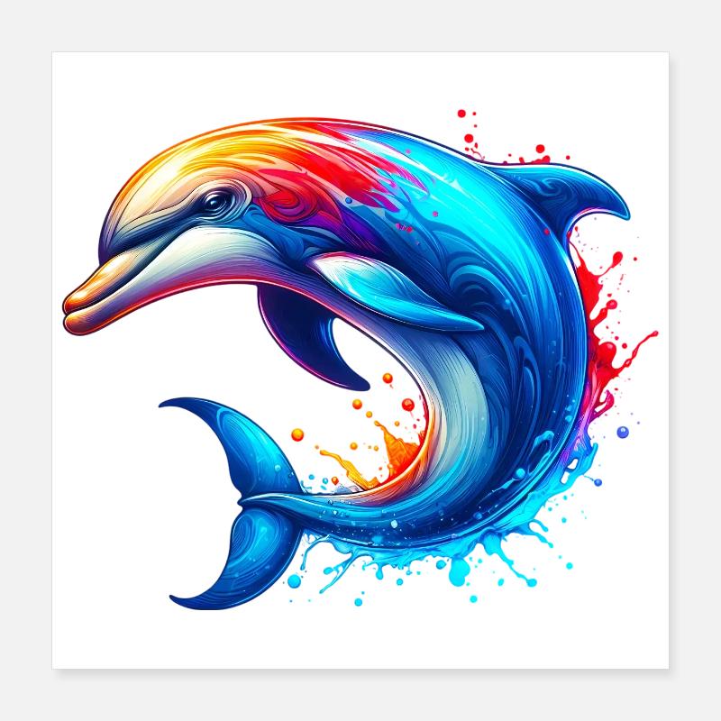 Dolphin Poster 16" x 16" (40x40 cm)