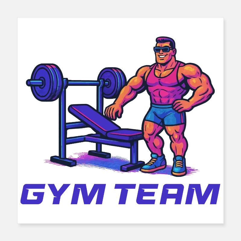 Bodybuilder Gym Bande dessinée Poster 40 x 40 cm