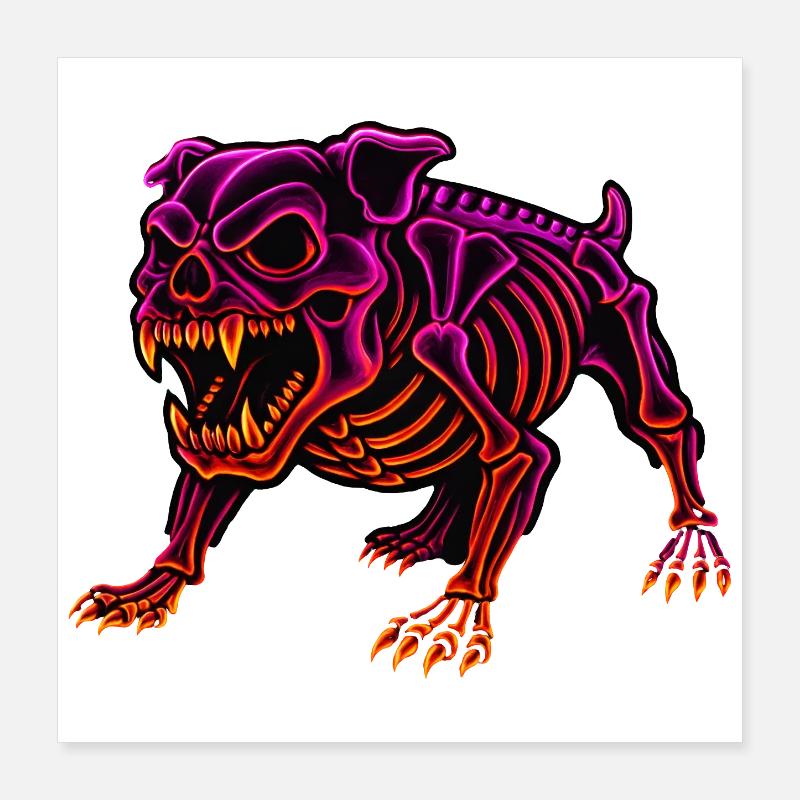 Neon Skeleton Dinosaur Poster 16" x 16" (40x40 cm)
