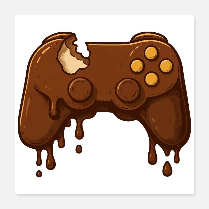 Gouttes de manette de jeu au chocolat Poster 40 x 40 cm