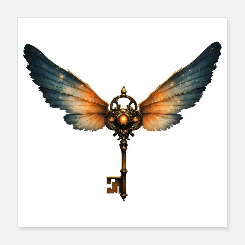Winged Key Steampunk Poster 16" x 16" (40x40 cm)