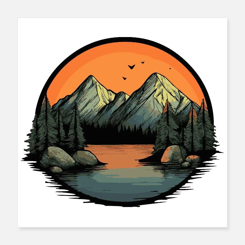 Mountains Nature Poster 16" x 16" (40x40 cm)