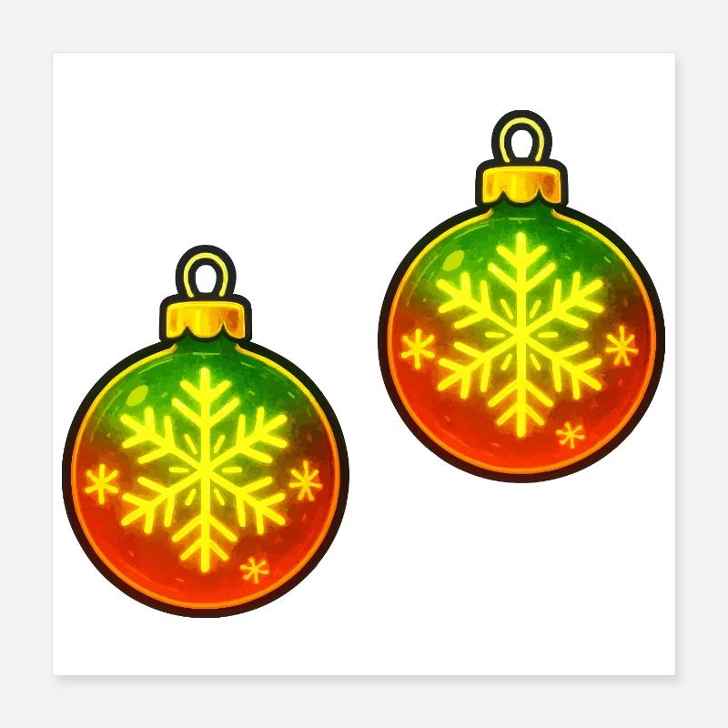 Weihnachtskugel Schneeflocke Ornament Kugel Poster 40x40 cm