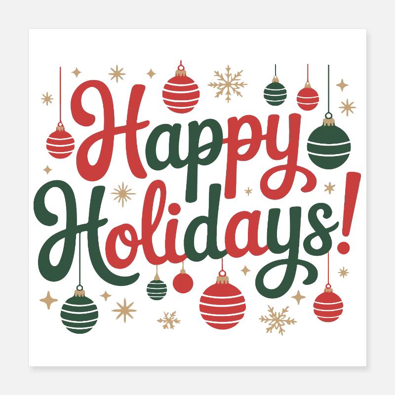 Happy Holidays Ornament-Skript Poster 40x40 cm