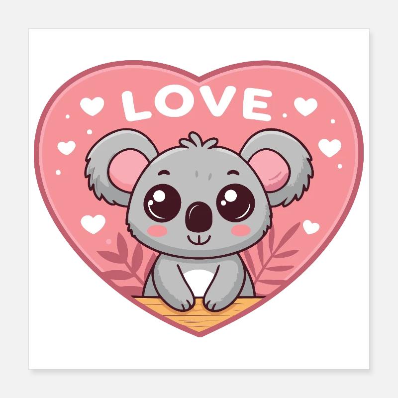 Coeur Koala Amour Doux Poster 40 x 40 cm