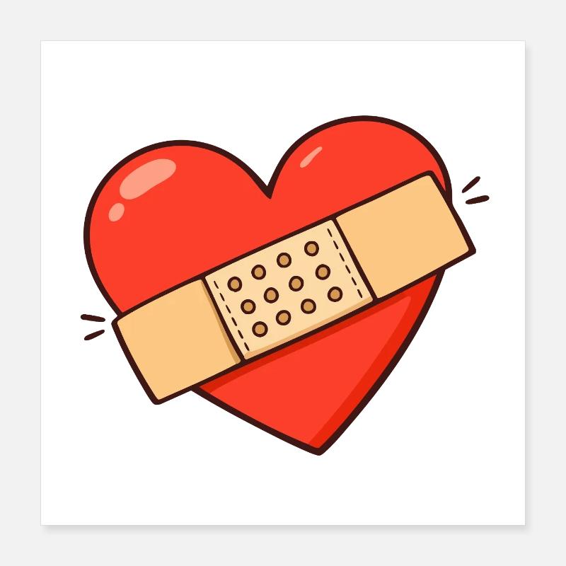 Herz mit Pflaster Poster 40x40 cm