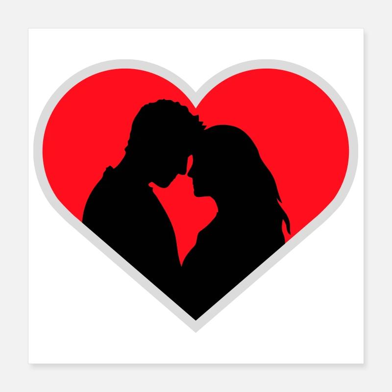 Couple Silhouette Amour Romance Petit ami de la Saint-Valentin Poster 40 x 40 cm