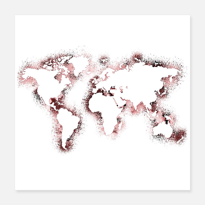 World map watercolor Poster 16" x 16" (40x40 cm)