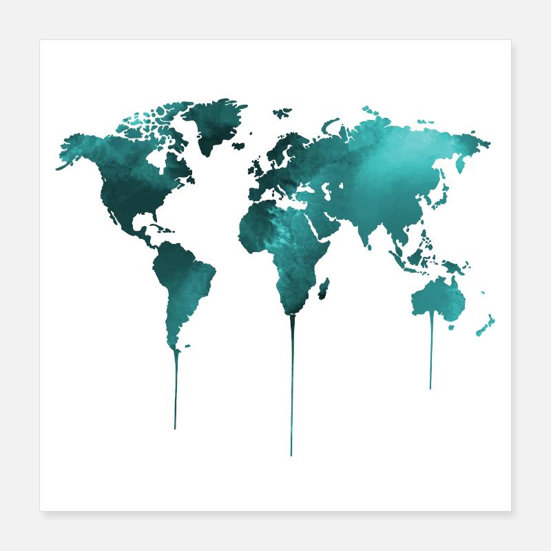 Map Earth Poster 16" x 16" (40x40 cm)