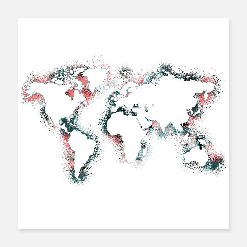 carte du monde Poster 40 x 40 cm