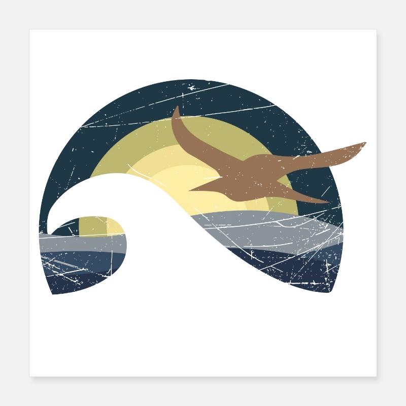 Möwe am Meer Poster 40x40 cm